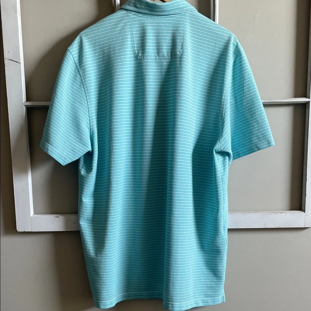 Tommy Bahama Men's Light Aqua Micro-Stripe Polo